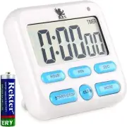 Magnetic Digital Kitchen Timer & Alarm Clock - White Classroom Countdown