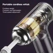 (White)Electric Cordless Hand Mixer Handheld Egg Whisk BX