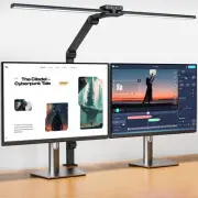 KableRika Desk Lamp,Double Head Lamp with Clamp,24W Led Black
