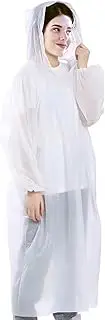 [Iensen] 2-Pack Disposable Portable Rain Ponchos for Adults with Drawstring Hood - Emergency Rain Ponchos,Waterproof Travel Rain Coats, Clear, One Size