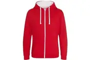 Awdis Mens Varsity Full Zip Hoodie (Fire Red/Arctic White) - UTPC6101