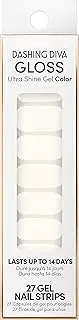 Dashing Diva Gloss Nail Strips - White Canvas | UV Free, Chip Resistant, Long Lasting Gel Nail Stickers | Contains 27 Nail Wraps, 1 Prep Pad, 1 Nail File