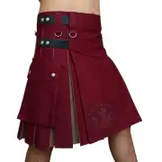 Hybrid Maroon With Khaki Modern Brand New Kilt For Men Scottish Custom Size Kilt