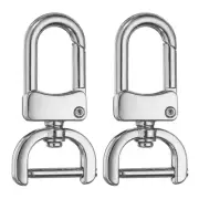 2pcs Detachable Snap Hook Swivel Clasp 5/8" Metal D-Rings Clasp, Silver-White