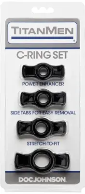 Doc Johnson TitanMen Cock Ring Set Black - 4 Pieces
