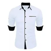 Men's Dress Shirt Casual Shirt Black White Light Green Burgundy Blue Long Sleeve Color Block Solid / Plain Color Turndown Wedding Vacation Button-Down Clothing
