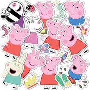 Peppa Pig Sticker - 19 Peppa Stickers Premium Vinyl Decal Made in USA for Laptop Water Bottle Car Scrapbook Decorations Birthday Favor Party Supplies (2-30B)