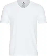 [Burgweber] Men's Business Undershirt Pack of 4 White & Skin-Coloured V-Neck Short Sleeve Extra Long Back Stretch (95% Cotton, 5% Elastane) T-Shirt Slim Fit