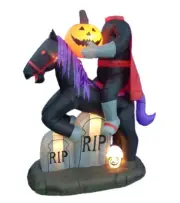 Halloween Air Blown Inflatable Yard Decoration Headless Horseman Pumpkin & Skull