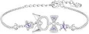 [PYAIOVR] PYA Children's Charm Bracelet, Girls' Bracelet, Charm Bracelet, Girls' Bracelet, Personalised Bracelets, with Purple Rhinestones, purple, CM