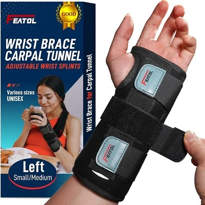 FEATOL Wrist Brace for Carpal Tunnel, Adjustable Wrist Support Brace with Splint