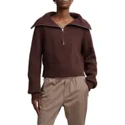 Varley Mentone Half Zip Sweater in Deep Mahogany at Nordstrom, Size Medium