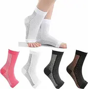 Neuropathy Socks for Women and Men, 4 Pairs Soothe Compression Socks for Neuropathy Pain, Ankle Brace Plantar Fasciitis Swelling Relief (S/M)