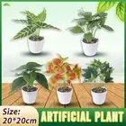 Artificial Small Potted Plant Decoration Faux Bonsai Greenery Indoor Home Decor