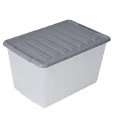 52L Large Moveable Storage Box Heavy Plastic Tub Storage Box Large Wheels Lid...