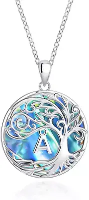 925 Sterling Silver Tree of Life Necklace Shell Pendant Necklace Family Tree Jew