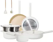 Ceramic Cookware Set, 16 PCS Pots and Pans Set Non Stick with Removable Handles,