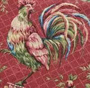 Waverly Saison de Printemps Red Rooster Floral Fabric 1.5 Yards * RARE Bordeaux