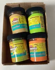 4(1.75oz) Berkley Powerbait Orginal Scent ,Yellow, Chartreuse ,Orange , Rainbow