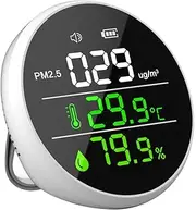 Portable PM2.5 Detector Air Quality Sensor Tester Thermometer and Hygrometer White 1Set