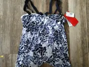 MiracleSuit Tankini MagicSuit Top Size 8 Purple Black White Underwire Straps NWT