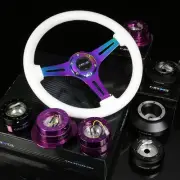 NRG 120H HUB+PURPLE IRIDIUM GEN2.8 QUICK RELEASE+3"DISH STEERING WHEEL WHITE+NEO (for: Toyota)