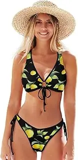 [RPLIFE] Dinosaur on Forest Ladies Swimwear Bikini Sexy Swim Suits for Woman, Padded Bathing Suit Women, Dinosaur on Background Forest, Medium