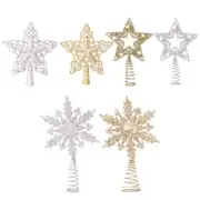 Christmas Tree Topper Star Glitter Hollow Out 3D Snowflake Hanging Treetop Decor