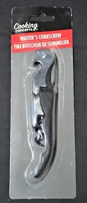 NEW Cooking Concepts Waiter’s Corkscrew, Black, Foil Knife, Bottle Opener, Wine