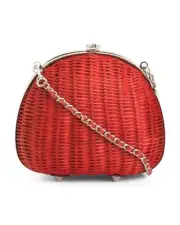 Patricia Nash Women's Melfi Papaya Orange Rattan Shoulder Bag & Chain Strap-NWT