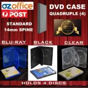 PREMIUM QUALITY Quadruple 4 DVD Case Quad Four DVD Covers Blu Ray Black Clear