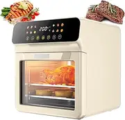 1700W Air Fryer Oven, 12L Air Fryer Toaster Oven Combo with Timer & Temperature Control, Mini Electric Oven Grill with Visible Window, 360° Hot Air Circulation Technology Off-White