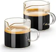 [Qipecedm] Espresso Cups Set of 2, 4 OZ Double Spouts, Clear Glass, Espresso Accessories