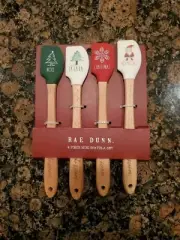Rae Dunn Christmas 4 Piece Mini Spatula Set Red White Green Santa Noel Fall NEW