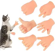6 Pcs Mini Hands for Cats Soft TPR Little Hands Finger Teasing for Interactive Play Present for Cats Small Dogs Safe and Comfortable Pet