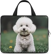 Laptop Case Sleeve Shockproof Computer Carrying Bag Bichon Frise Dog on The Grass Notebook Case Cover Laptop Bag Water Resistant Computer Cases Tablet Briefcase for Travel Business 12 Inch