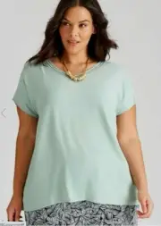 Autograph Top Shirt Plus Size 26 Short/Cap Sleeve Sage Green Viscose V-Neck NEW