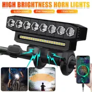 Cycling Bicycle Front Light Headlamp w/ Horn USB Rechargeable 4000mAh Light USA