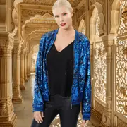 Two Tone Sequin Bomber Jacket