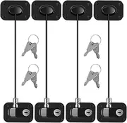 Fulasun 4Pcs Freezer Lock Child Proof Refrigerator Lock with Key Self Adhesive Fridge Lock Combo Child Safe Freezer Door Lock Refrigerator Lock for Cabinets Drawers Ovens Washing Machines 27.6x56mm