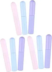 VICASKY 9 Pcs Portable Silicone Makeup Brush Set with Caps for Travel Lipstick Application and Concealer Soft Silicone Brushes for Clean and Convenient the Go Makeup