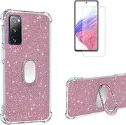for Samsung Galaxy S20 FE 5G Case,with Tempered Glass Screen Protector Compatible with Samsung Galaxy S20 FE 5G Phone Case Cover [Pink]