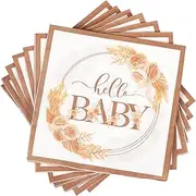 OTTPOOM 50 Pieces Boho Baby Napkins - Disposable Bohemian Baby Shower Party Decorations Supplies