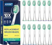 Replacement Brush Heads Compatible with Philips Sonicare Electric Toothbrush with Click-on System Medium-Soft Dupont Bristles for Optimal Plaque Remove, 12 Count