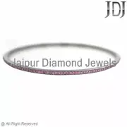 Natural Pink Sapphire Gemstone Sleek Bangle 925 Sterling Silver Mini Bracelet