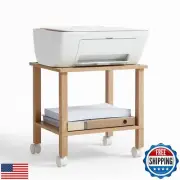 YUFAM 2 Tier Printer Stand with Storage,Under Desk Shelf Printer Table,Small