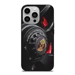 PORSCHE CAR LOGO WHEEL ICON PRINT TPU 黑色硬殼保護套適用於 IPHONE 14 P