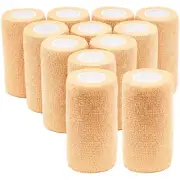 12 Rolls Self Adhesive Bandage Wraps, 4 Inch x 5 Yards Cohesive Vet Tape, Tan
