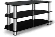 Artiss TV Stand 3 Tiers Entertainment Unit HiFi Media CD Shelf Stands, Home Office Universal, Fits LED LCD Flat Screen Monitor Tempered Glass Metal Frame