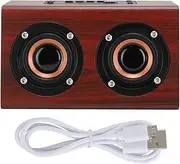 Speaker, W7 3.5mm Portable Wireless Wooden Dual-Speaker,Subwoofer Home Small Speaker Shock Bass Computer Speaker with TF Card Slot (B)